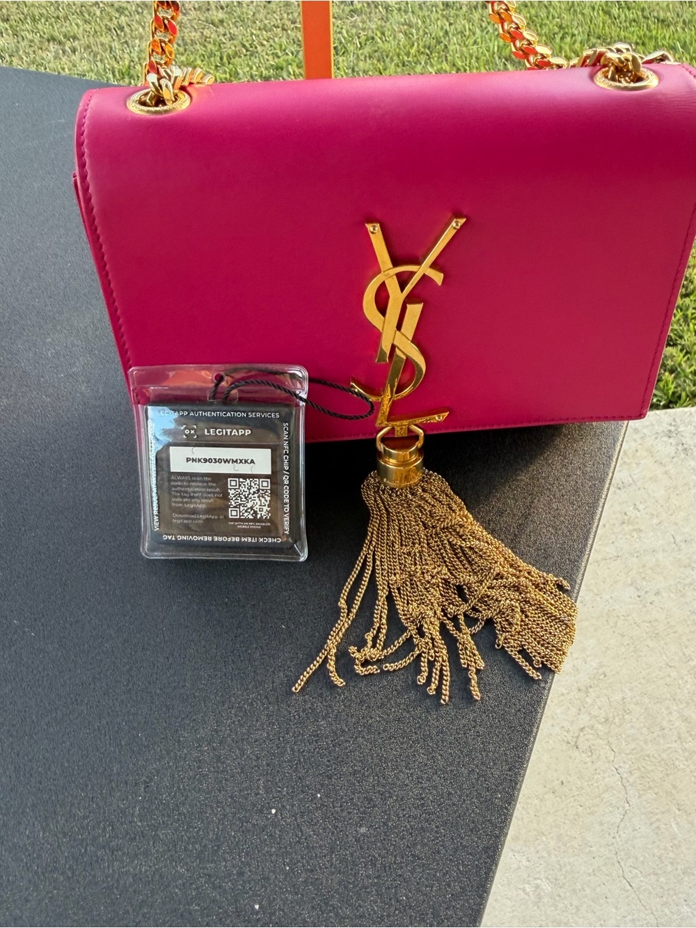 Saint Laurent Hot Pink Leather Tassel Chain Wallet with Gold Hardware - Picture 8 of 16
